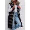 imagePRETTYGARDEN Womens Fall Long Puffer Vest Collared Sleeveless Button Down Warm Jackets Coat Casual Trendy Winter OuterwearBlack