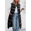 imagePRETTYGARDEN Womens Fall Long Puffer Vest Collared Sleeveless Button Down Warm Jackets Coat Casual Trendy Winter OuterwearBlack