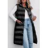 imagePRETTYGARDEN Womens Fall Long Puffer Vest Collared Sleeveless Button Down Warm Jackets Coat Casual Trendy Winter OuterwearBlack