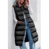 imagePRETTYGARDEN Womens Fall Long Puffer Vest Collared Sleeveless Button Down Warm Jackets Coat Casual Trendy Winter OuterwearBlack