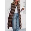 imagePRETTYGARDEN Womens Fall Long Puffer Vest Collared Sleeveless Button Down Warm Jackets Coat Casual Trendy Winter OuterwearCoffee