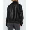 imagePRETTYGARDEN Womens Faux Leather Jackets 2024 Fall Outfits Bomber Jacket Zip Up Motorcycle Coats Long Sleeve Winter ClothesBlack