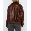 imagePRETTYGARDEN Womens Faux Leather Jackets 2024 Fall Outfits Bomber Jacket Zip Up Motorcycle Coats Long Sleeve Winter ClothesCoffee