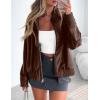 imagePRETTYGARDEN Womens Faux Leather Jackets 2024 Fall Outfits Bomber Jacket Zip Up Motorcycle Coats Long Sleeve Winter ClothesCoffee