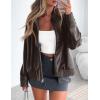 imagePRETTYGARDEN Womens Faux Leather Jackets 2024 Fall Outfits Bomber Jacket Zip Up Motorcycle Coats Long Sleeve Winter ClothesDark Grey