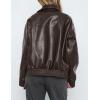 imagePRETTYGARDEN Womens Faux Leather Jackets 2024 Fall Outfits Bomber Jacket Zip Up Motorcycle Coats Long Sleeve Winter ClothesDark Grey
