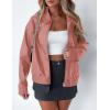 imagePRETTYGARDEN Womens Faux Leather Jackets 2024 Fall Outfits Bomber Jacket Zip Up Motorcycle Coats Long Sleeve Winter ClothesDark Pink