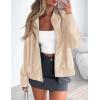 imagePRETTYGARDEN Womens Faux Leather Jackets 2024 Fall Outfits Bomber Jacket Zip Up Motorcycle Coats Long Sleeve Winter ClothesLight Khaki