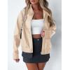 imagePRETTYGARDEN Womens Faux Leather Jackets 2024 Fall Outfits Bomber Jacket Zip Up Motorcycle Coats Long Sleeve Winter ClothesLight Khaki