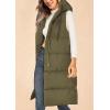imagePRETTYGARDEN Womens Long Puffer Vest 2024 Winter Trendy Zip Up Sleeveless Coat Down Jacket Quilted Hooded OuterwearArmy Green