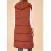 imagePRETTYGARDEN Womens Long Puffer Vest 2024 Winter Trendy Zip Up Sleeveless Coat Down Jacket Quilted Hooded OuterwearBrick Red