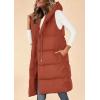 imagePRETTYGARDEN Womens Long Puffer Vest 2024 Winter Trendy Zip Up Sleeveless Coat Down Jacket Quilted Hooded OuterwearBrick Red