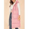 imagePRETTYGARDEN Womens Long Puffer Vest 2024 Winter Trendy Zip Up Sleeveless Coat Down Jacket Quilted Hooded OuterwearPink