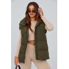 imagePRETTYGARDEN Womens Puffer Jacket Vests Fall Casual Sleeveless Stand Collar Zip Up Coats Warm Winter OuterwearArmy Green
