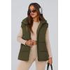 imagePRETTYGARDEN Womens Puffer Jacket Vests Fall Casual Sleeveless Stand Collar Zip Up Coats Warm Winter OuterwearArmy Green