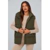 imagePRETTYGARDEN Womens Puffer Jacket Vests Fall Casual Sleeveless Stand Collar Zip Up Coats Warm Winter OuterwearArmy Green