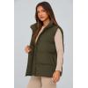 imagePRETTYGARDEN Womens Puffer Jacket Vests Fall Casual Sleeveless Stand Collar Zip Up Coats Warm Winter OuterwearArmy Green