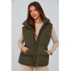 imagePRETTYGARDEN Womens Puffer Jacket Vests Fall Casual Sleeveless Stand Collar Zip Up Coats Warm Winter OuterwearArmy Green