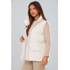 imagePRETTYGARDEN Womens Puffer Jacket Vests Fall Casual Sleeveless Stand Collar Zip Up Coats Warm Winter OuterwearBeige White