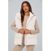 imagePRETTYGARDEN Womens Puffer Jacket Vests Fall Casual Sleeveless Stand Collar Zip Up Coats Warm Winter OuterwearBeige White