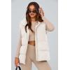 imagePRETTYGARDEN Womens Puffer Jacket Vests Fall Casual Sleeveless Stand Collar Zip Up Coats Warm Winter OuterwearBeige White