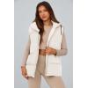imagePRETTYGARDEN Womens Puffer Jacket Vests Fall Casual Sleeveless Stand Collar Zip Up Coats Warm Winter OuterwearBeige White