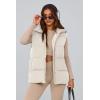 imagePRETTYGARDEN Womens Puffer Jacket Vests Fall Casual Sleeveless Stand Collar Zip Up Coats Warm Winter OuterwearBeige White