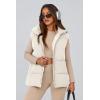 imagePRETTYGARDEN Womens Puffer Jacket Vests Fall Casual Sleeveless Stand Collar Zip Up Coats Warm Winter OuterwearBeige White