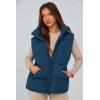 imagePRETTYGARDEN Womens Puffer Jacket Vests Fall Casual Sleeveless Stand Collar Zip Up Coats Warm Winter OuterwearDark Blue