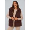 imagePRETTYGARDEN Womens Puffer Jacket Vests Fall Casual Sleeveless Stand Collar Zip Up Coats Warm Winter OuterwearDark Brown