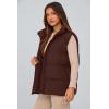 imagePRETTYGARDEN Womens Puffer Jacket Vests Fall Casual Sleeveless Stand Collar Zip Up Coats Warm Winter OuterwearDark Brown