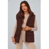 imagePRETTYGARDEN Womens Puffer Jacket Vests Fall Casual Sleeveless Stand Collar Zip Up Coats Warm Winter OuterwearDark Brown