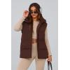 imagePRETTYGARDEN Womens Puffer Jacket Vests Fall Casual Sleeveless Stand Collar Zip Up Coats Warm Winter OuterwearDark Brown