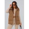 imagePRETTYGARDEN Womens Puffer Jacket Vests Fall Casual Sleeveless Stand Collar Zip Up Coats Warm Winter OuterwearKhaki