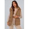 imagePRETTYGARDEN Womens Puffer Jacket Vests Fall Casual Sleeveless Stand Collar Zip Up Coats Warm Winter OuterwearKhaki