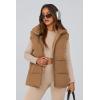 imagePRETTYGARDEN Womens Puffer Jacket Vests Fall Casual Sleeveless Stand Collar Zip Up Coats Warm Winter OuterwearKhaki