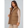 imagePRETTYGARDEN Womens Puffer Jacket Vests Fall Casual Sleeveless Stand Collar Zip Up Coats Warm Winter OuterwearKhaki
