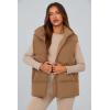 imagePRETTYGARDEN Womens Puffer Jacket Vests Fall Casual Sleeveless Stand Collar Zip Up Coats Warm Winter OuterwearKhaki