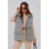 imagePRETTYGARDEN Womens Puffer Jacket Vests Fall Casual Sleeveless Stand Collar Zip Up Coats Warm Winter OuterwearLight Grey