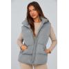 imagePRETTYGARDEN Womens Puffer Jacket Vests Fall Casual Sleeveless Stand Collar Zip Up Coats Warm Winter OuterwearLight Grey