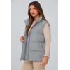 imagePRETTYGARDEN Womens Puffer Jacket Vests Fall Casual Sleeveless Stand Collar Zip Up Coats Warm Winter OuterwearLight Grey