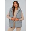 imagePRETTYGARDEN Womens Puffer Jacket Vests Fall Casual Sleeveless Stand Collar Zip Up Coats Warm Winter OuterwearLight Grey