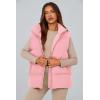imagePRETTYGARDEN Womens Puffer Jacket Vests Fall Casual Sleeveless Stand Collar Zip Up Coats Warm Winter OuterwearLight Pink