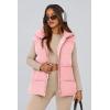 imagePRETTYGARDEN Womens Puffer Jacket Vests Fall Casual Sleeveless Stand Collar Zip Up Coats Warm Winter OuterwearLight Pink