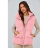 imagePRETTYGARDEN Womens Puffer Jacket Vests Fall Casual Sleeveless Stand Collar Zip Up Coats Warm Winter OuterwearLight Pink