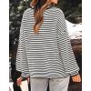 imagePRETTYGARDEN Womens Sweaters 2024 Puffy Long Sleeve Crewneck Soft Loose Pullover Tops Chunky Knitted Striped SweaterStriped Black