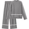 imagePRETTYGARDEN Womens 2 Piece Lounge Sets 2024 Winter Travel Outfits Long Sleeve Pullover Sweater Wide Leg Pants TracksuitsGrey