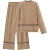 imagePRETTYGARDEN Womens 2 Piece Lounge Sets 2024 Winter Travel Outfits Long Sleeve Pullover Sweater Wide Leg Pants TracksuitsKhaki