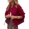 imagePRETTYGARDEN Womens Bomber Jackets 2024 Winter Trendy Varsity Jackets Shackets Button Down Cropped Coats with PocketsWine Red