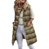 imagePRETTYGARDEN Womens Fall Long Puffer Vest Collared Sleeveless Button Down Warm Jackets Coat Casual Trendy Winter OuterwearArmy Green